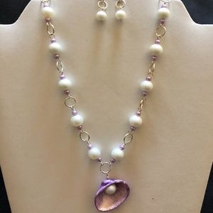 Purple Seashell Necklace Set